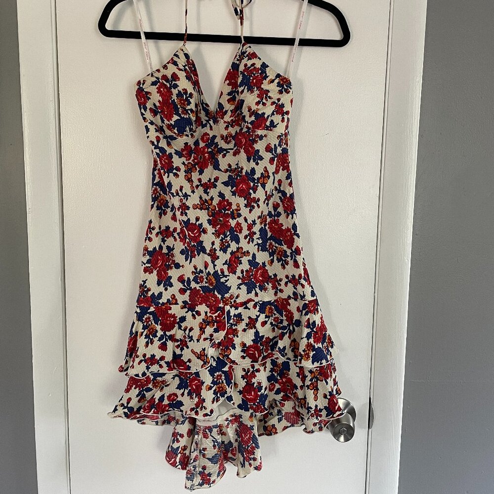 Betsey Johnson Silk Floral Cream Halter Dress – Size 2
